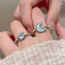 Glacier Blue Star Moon Adjustable Ring