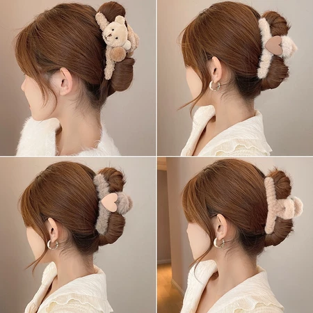 Korean Cute Plush Hair Claw Clips
